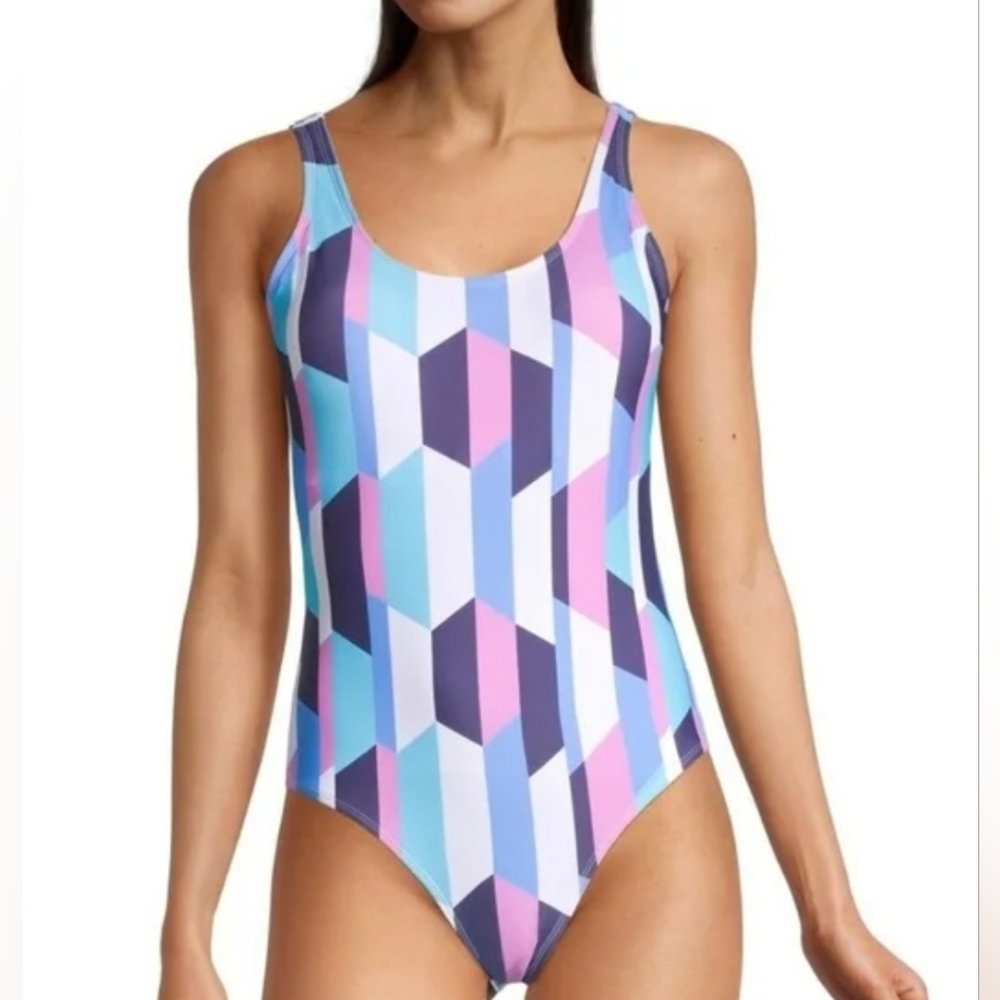 Ripzone Geometric Multicolor One-Piece Swimsuit Size M